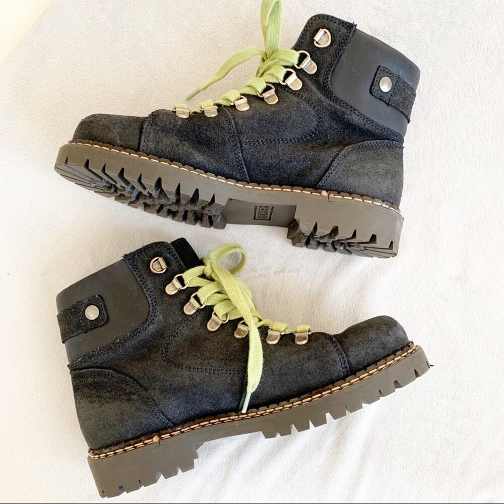 Richter Black Suede D-Ring Lace Up Work Booties - Picture 3 of 8